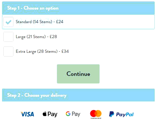 Bunches Flowers shopping basket screenshot