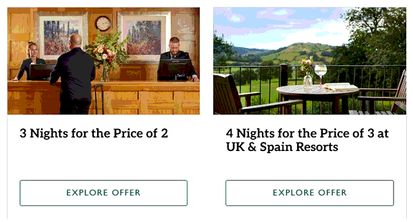 Macdonald Hotels shopping basket screenshot