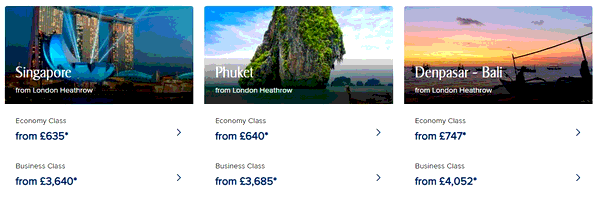 Singapore Airlines shopping basket screenshot