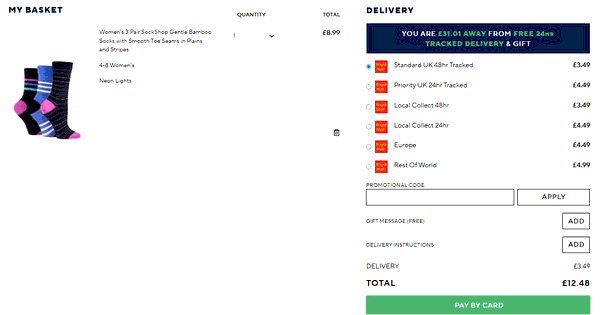 Sock Shop shopping basket screenshot