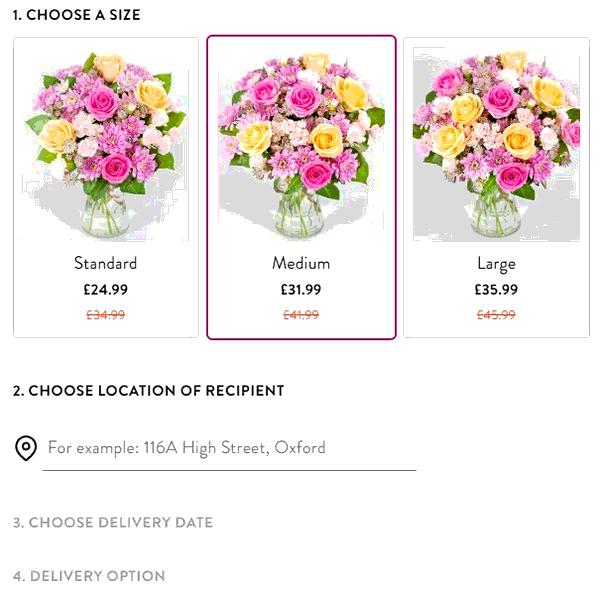 eFlorist shopping basket screenshot