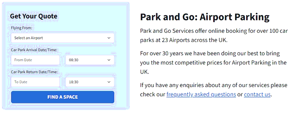 Park & Go shopping basket screenshot