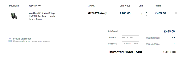 Kiddies Kingdom shopping basket screenshot