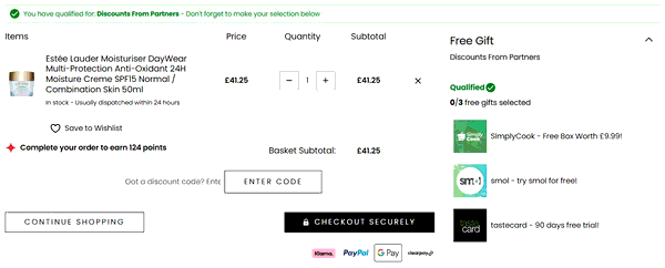 allbeauty shopping basket screenshot