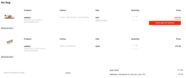 Office Shoes shopping basket screenshot