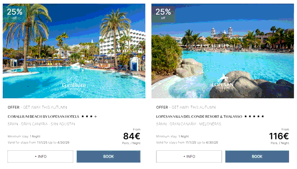 Lopesan Hotels shopping basket screenshot