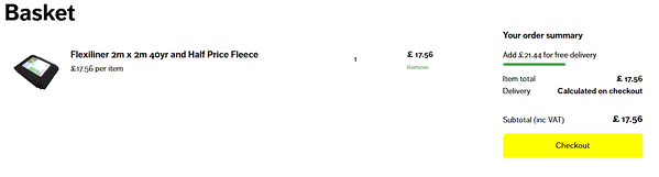 Pond Keeper shopping basket screenshot