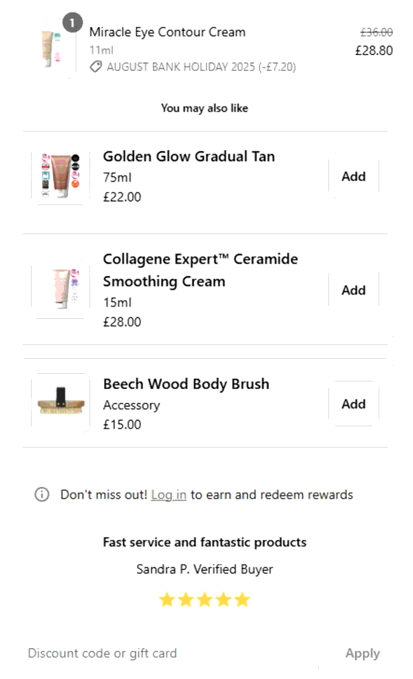 Gatineau shopping basket screenshot