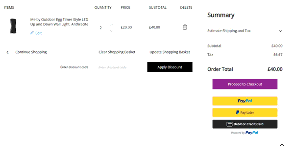 BHS shopping basket screenshot