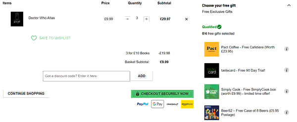 Zavvi shopping basket screenshot