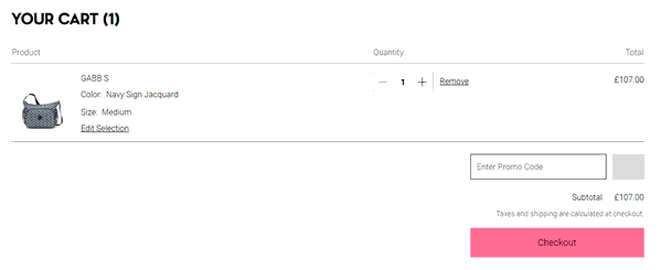 Kipling shopping basket screenshot