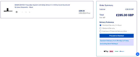Electric Shop shopping basket screenshot