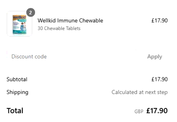 Vitabiotics shopping basket screenshot