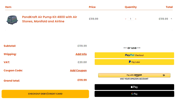 Bradshaws Direct shopping basket screenshot