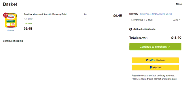 Wood Finishes Direct shopping basket screenshot