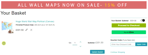 Maps International shopping basket screenshot