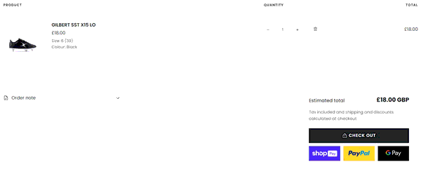 Lovell Sports shopping basket screenshot