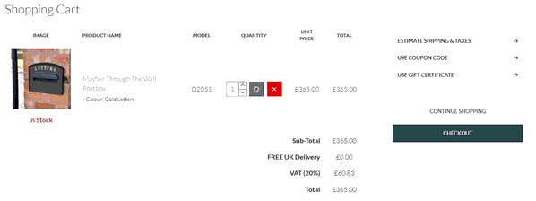 Cast In Style shopping basket screenshot