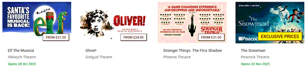 Theatre Tickets Direct shopping basket screenshot