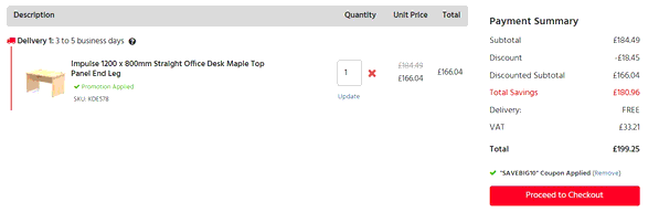 UK Office Direct shopping basket screenshot
