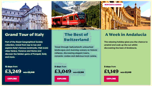 Travelsphere shopping basket screenshot