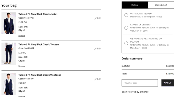 MOSS shopping basket screenshot