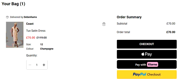 Coast shopping basket screenshot