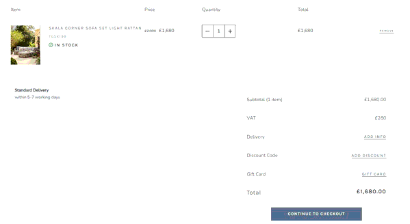Garden Trading shopping basket screenshot