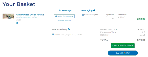 Into The Blue shopping basket screenshot