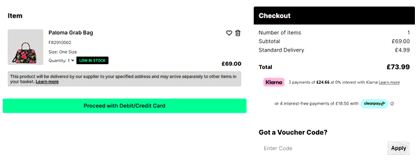 Get The Label shopping basket screenshot