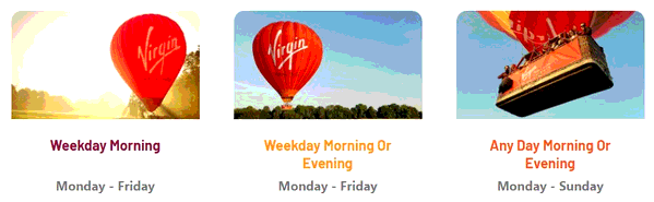 Virgin Balloon Flights shopping basket screenshot