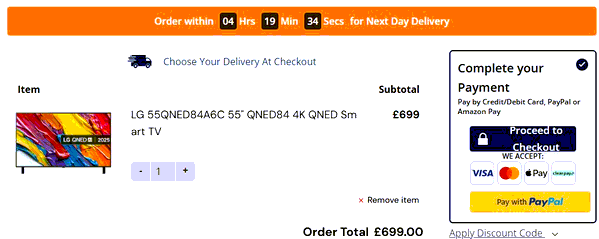 Beyond Television shopping basket screenshot