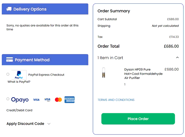 Go Electrical shopping basket screenshot
