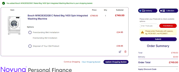 PRC Direct shopping basket screenshot