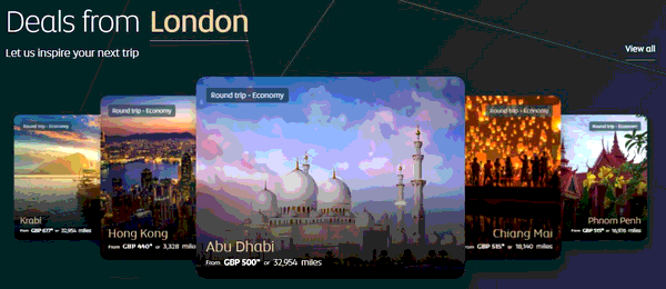 Etihad Airways shopping basket screenshot