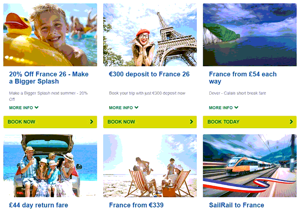 Irish Ferries shopping basket screenshot