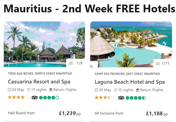 Mercury Holidays shopping basket screenshot