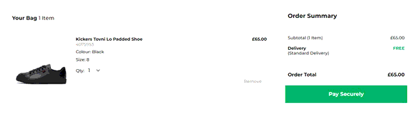 Footasylum shopping basket screenshot