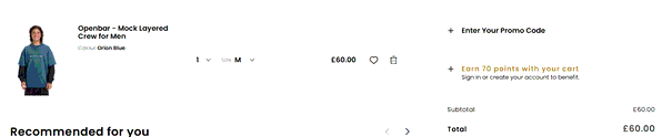 Quiksilver shopping basket screenshot