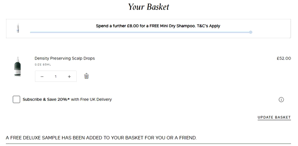 Philip Kingsley shopping basket screenshot