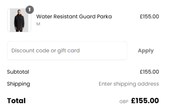 Lyle & Scott shopping basket screenshot