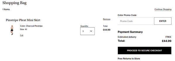 Superdry shopping basket screenshot