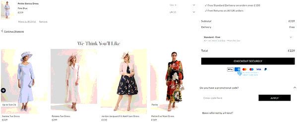 Phase Eight shopping basket screenshot