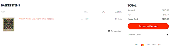 English Heritage Shop shopping basket screenshot