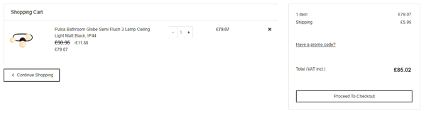 Net Lighting shopping basket screenshot
