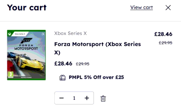 Game Collection shopping basket screenshot