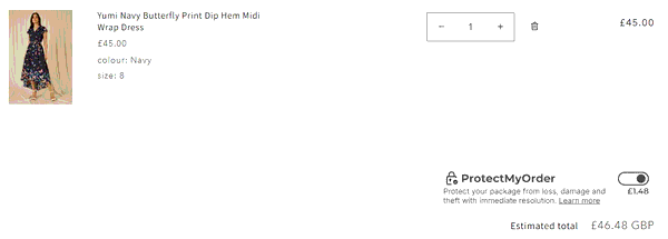 Yumi shopping basket screenshot