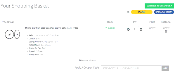 Merlin Cycles shopping basket screenshot