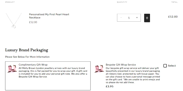 Molly Brown shopping basket screenshot