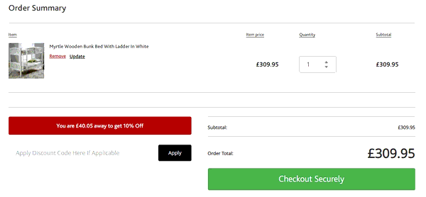 Furniture In Fashion shopping basket screenshot